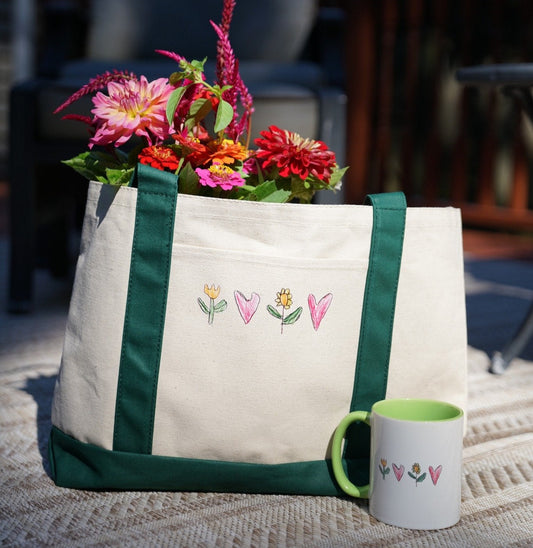 Flowers & Hearts Tote Bag
